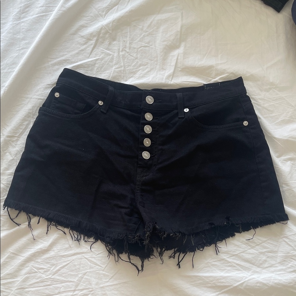 7 for All Mankind Black Frayed Hem Women Shorts Size 29